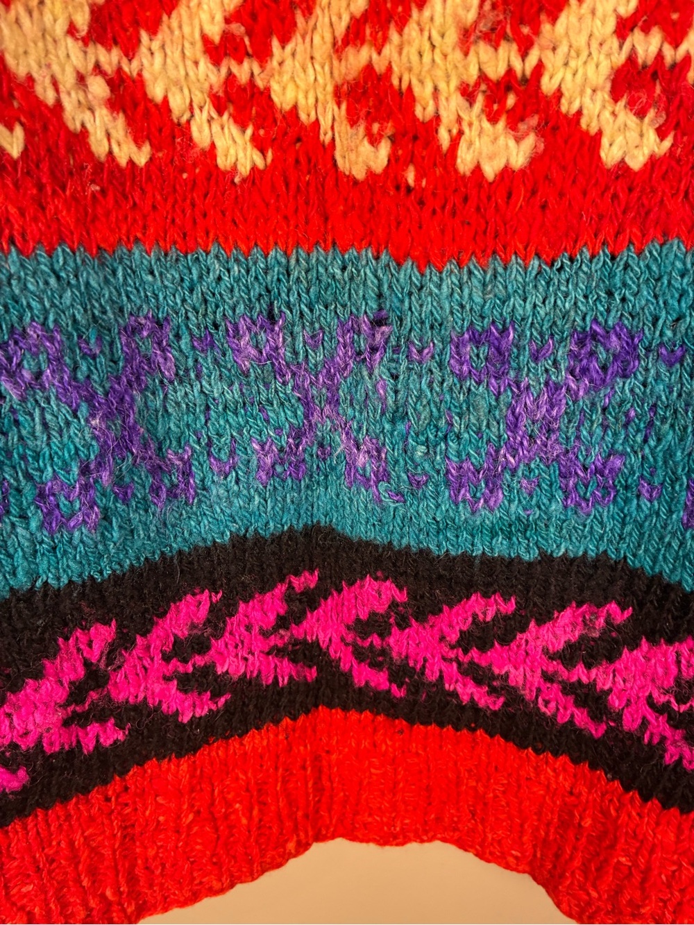 VTG One of a Kind Handmade in Bolivia Wool Sweater - Picture 8 of 15